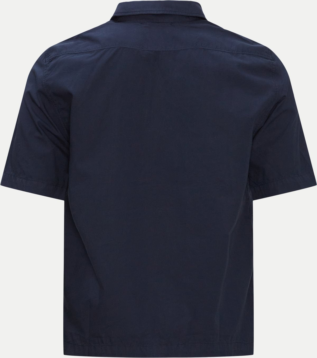 Cp Company Rip-Stop Embroidered Logo Short Sleeve Shirt in Navy
