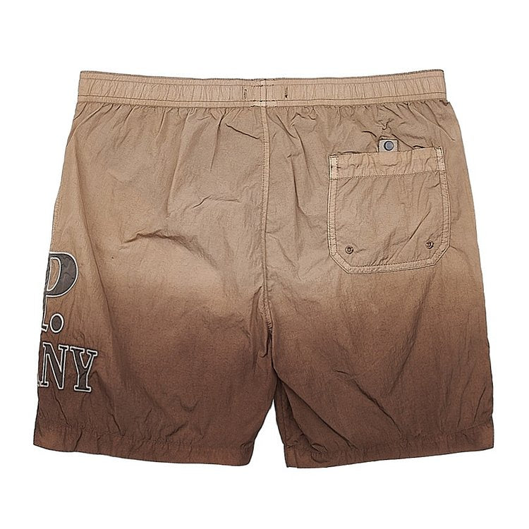 Cp Company Eco Chrome-R Immersion Dyed Logo Swim Shorts in Brown