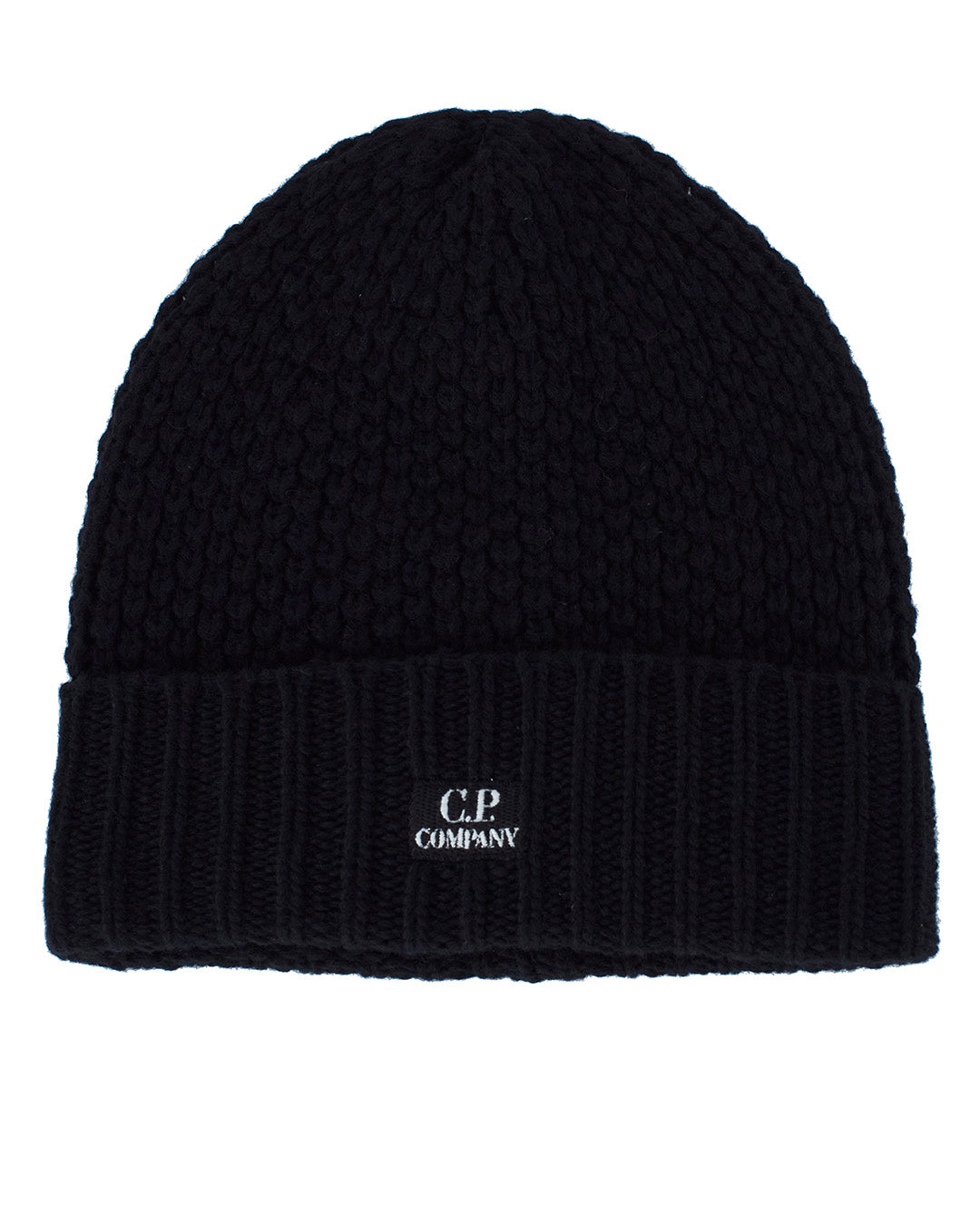 Cp Company Wool Patch Logo Beanie in Black