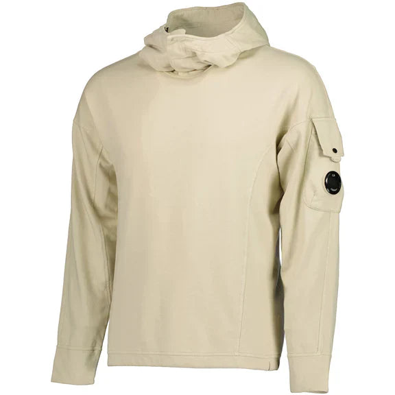 Cp Company Light Fleece Lens Overhead Hoodie in Sandshell