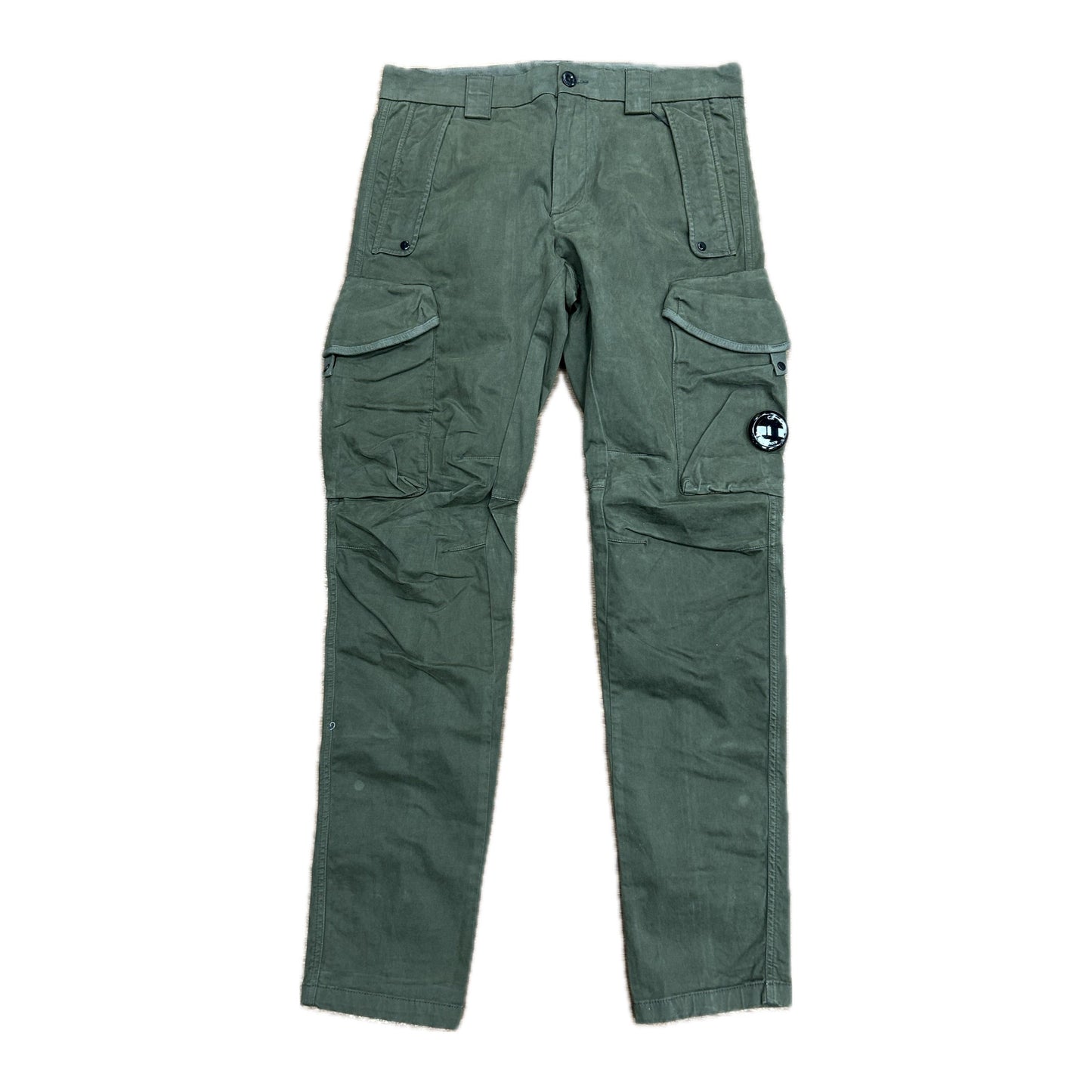 Cp Company Stretch Satin Lens Cargo Pants In Ivy Green