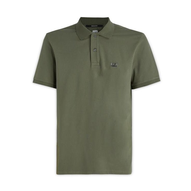 Cp Company 094A Regular Fit Stretch Pique Polo In Bronze Green