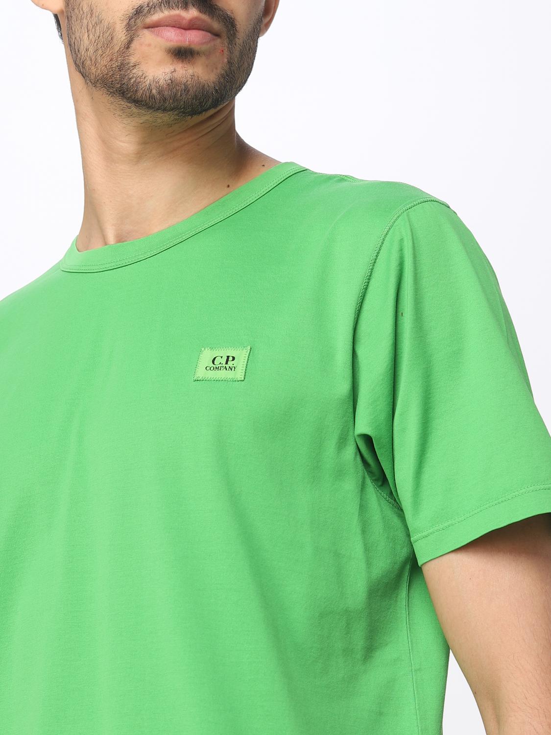 Cp Company 100% Mercerized Cotton Stitch Logo T-Shirt in Green