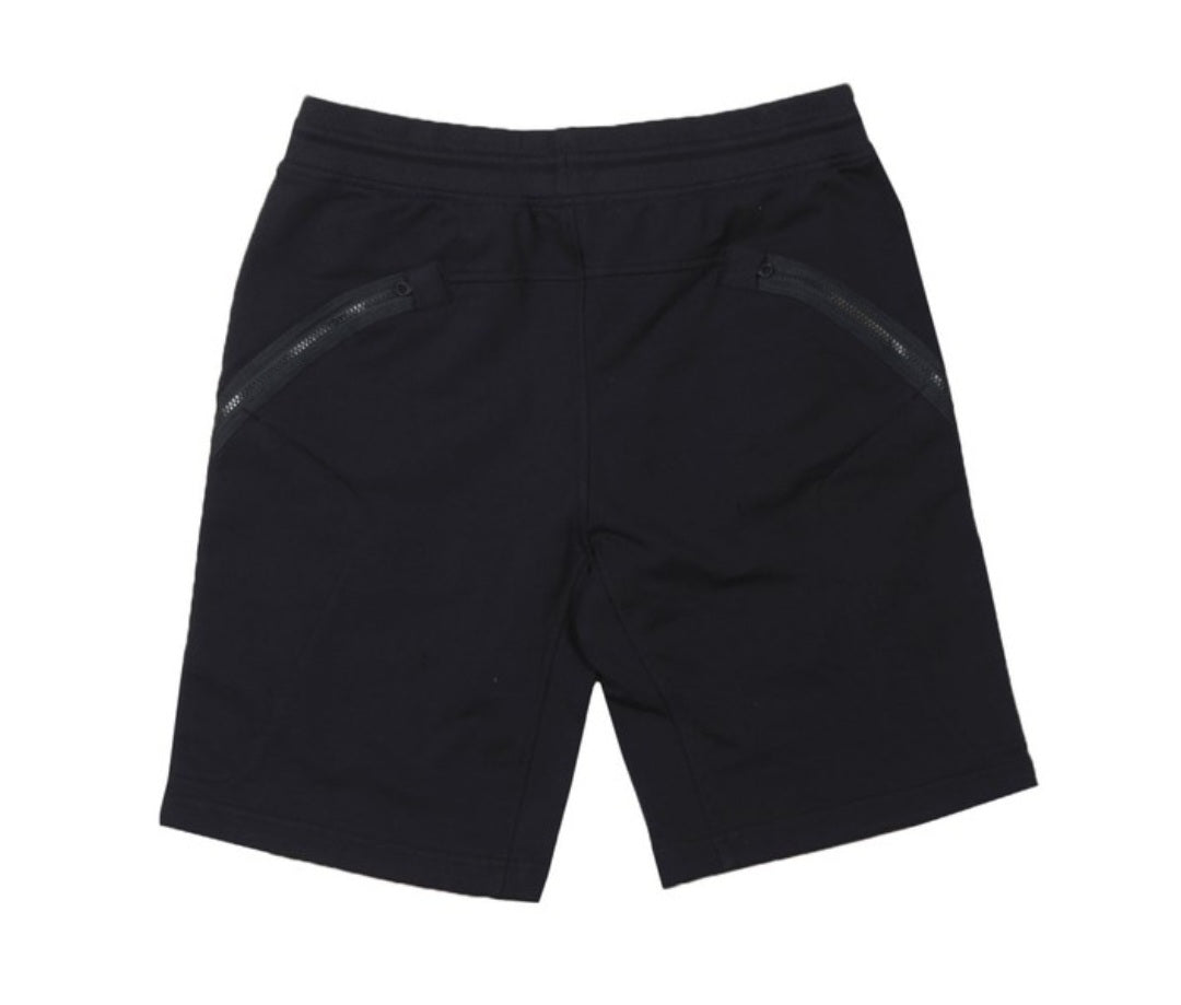 Cp Company Loose Fit Diagonal Raised Fleece Lens Shorts in Black