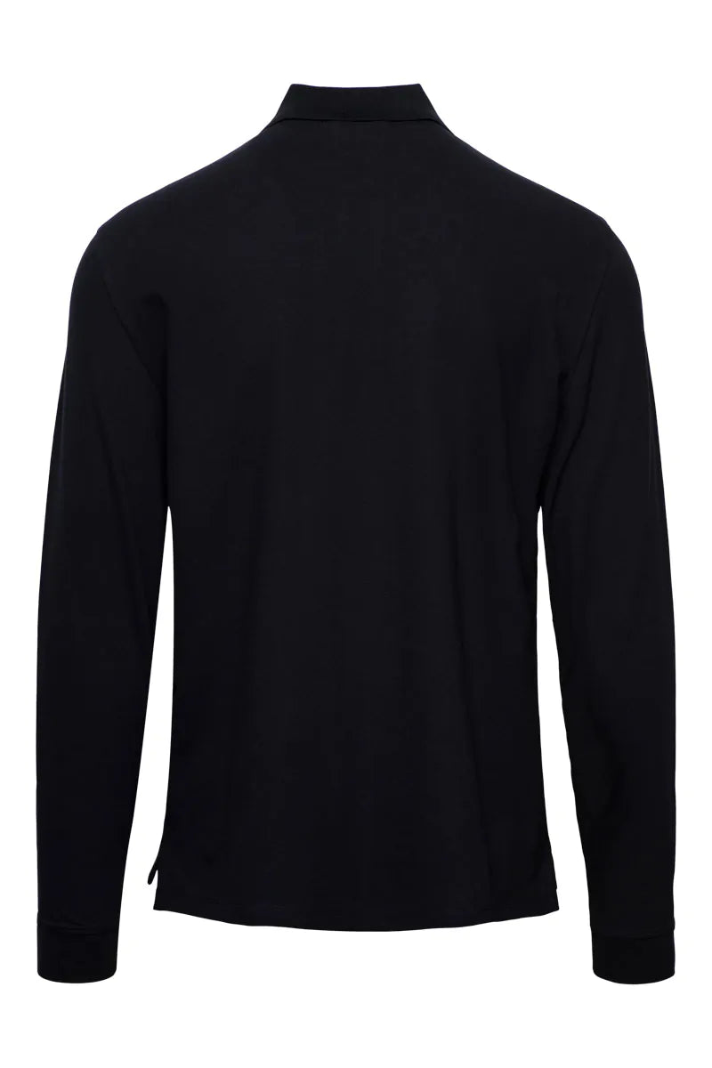 Cp Company 100A Stretch Piquet Long Sleeve Polo Shirt in Navy