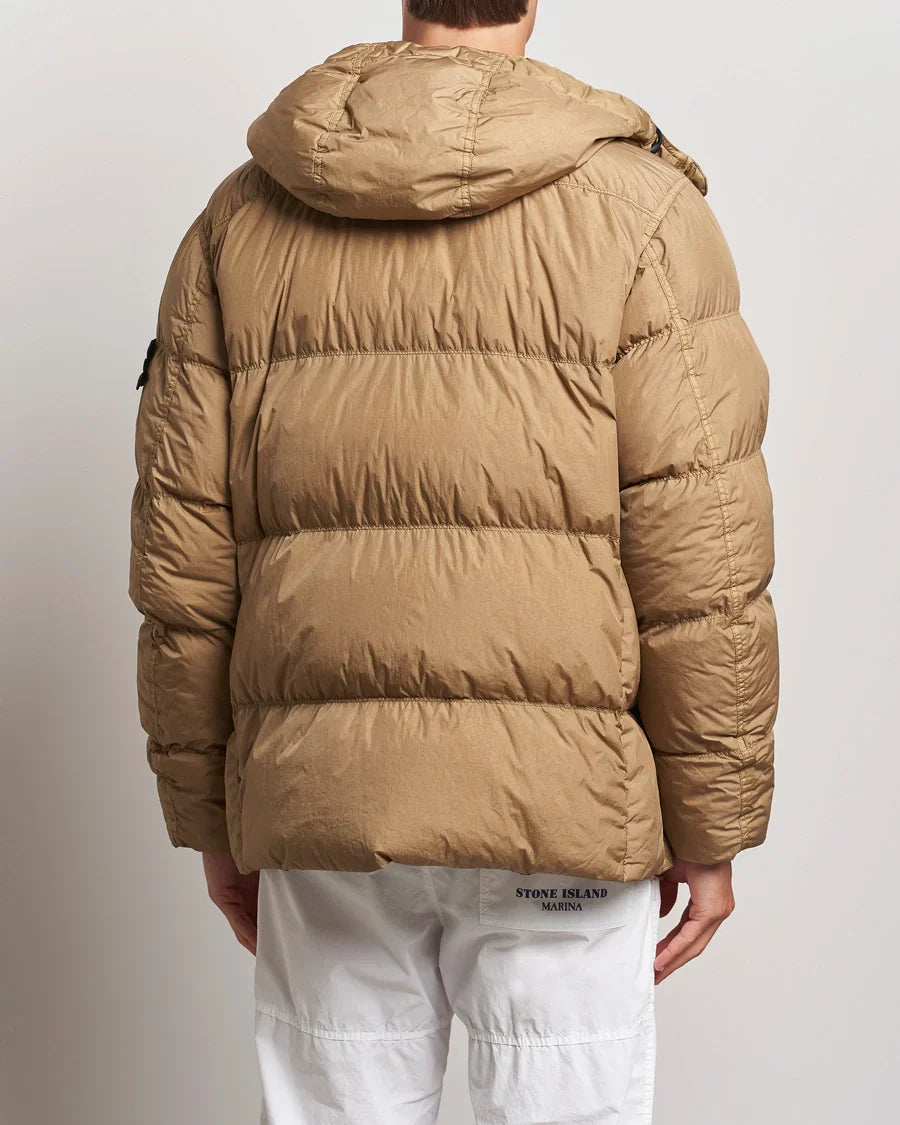 Stone Island Garment Dyed Crinkle Reps R-Ny Down Jacket In Light Brown