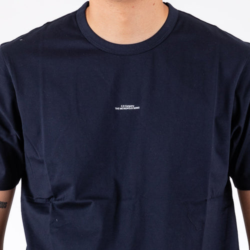 Cp Company 198A Metropolis Series Mercerised Jersey Print Logo T-Shirt Navy