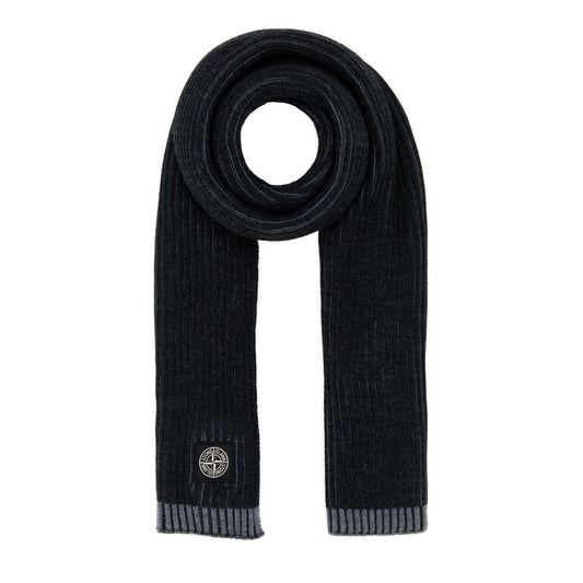 Stone Island Wool Scarf In Charcoal