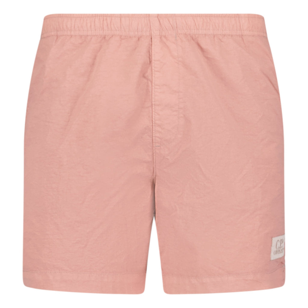 CP Company Chrome Patch Logo Swim Shorts Pink