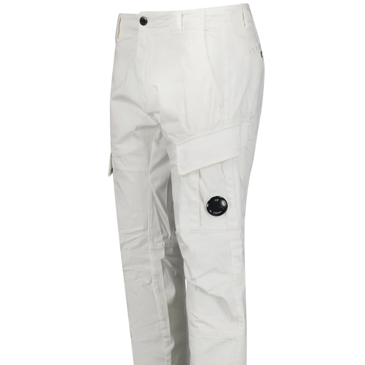 CP Company Gauze White Ergonomic Stretch Sateen Cargo Lens Pants