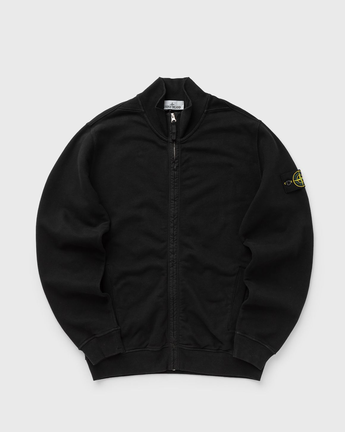 Stone Island Cotton Fleece Full Zip In Black