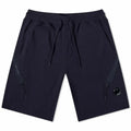 Cp Company Loose Fit Diagonal Raised Fleece Lens Shorts in Navy