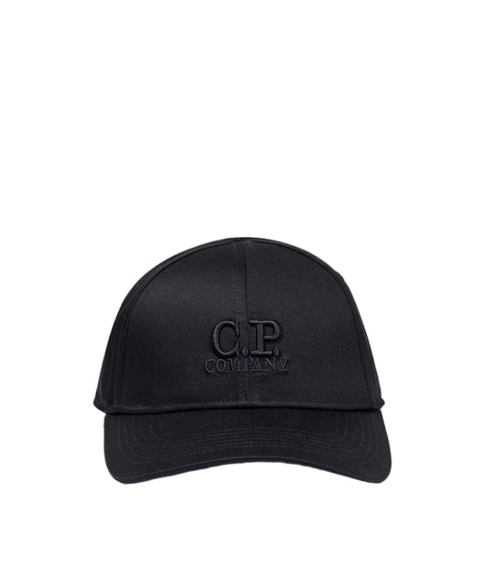 Cp Company Gabardine Logo Cap In Black